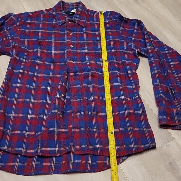Wrangler Mens Medium Vintage Blue Red Plaid Cotton Collared Button Up Casual - Picture 6 of 7